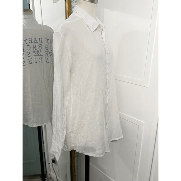Pati de St Barths Gouverneur Shirt Button Down White Cotton Long Sleeve Medium - Picture 4 of 8